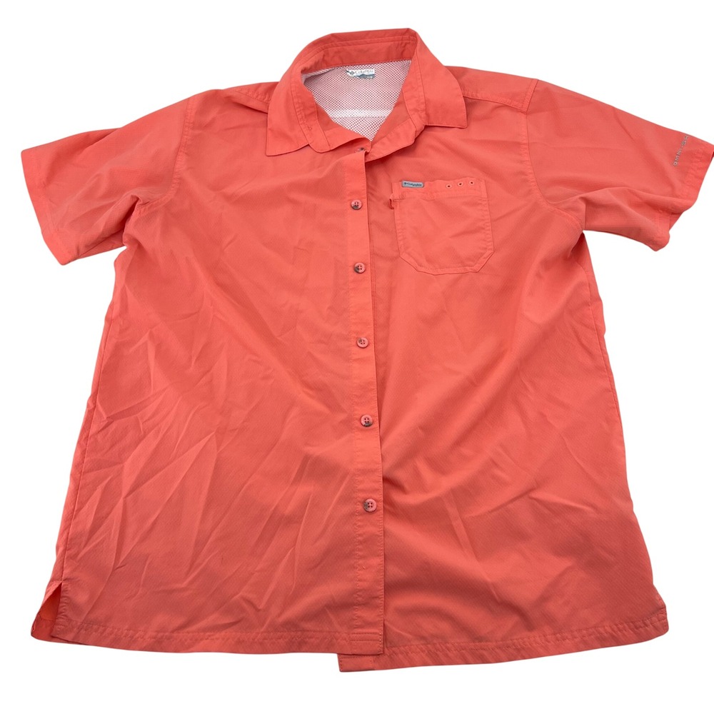Columbia Men's‎ Coral Short Sleeve Button Up Shirt Omni Shade Sun Protection L/G